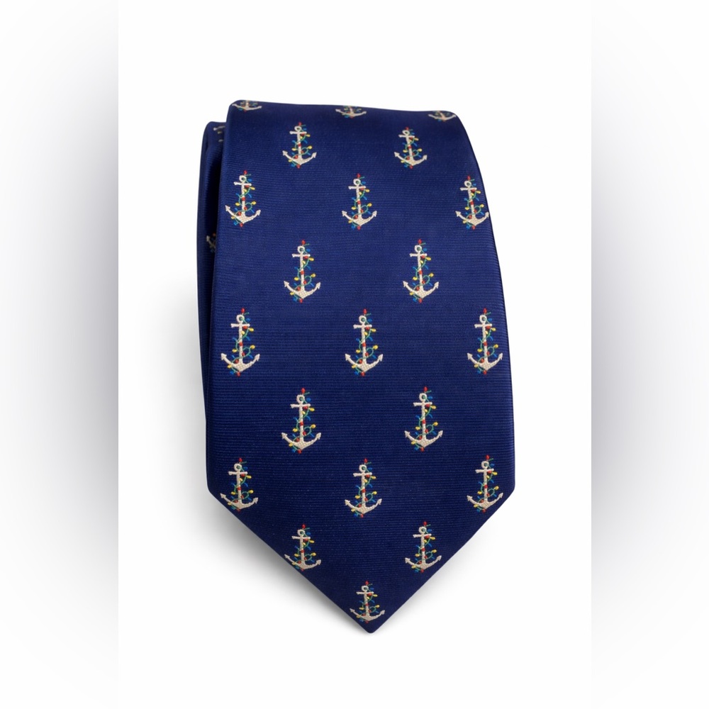 Navy Anchor Pattern Men's Tie